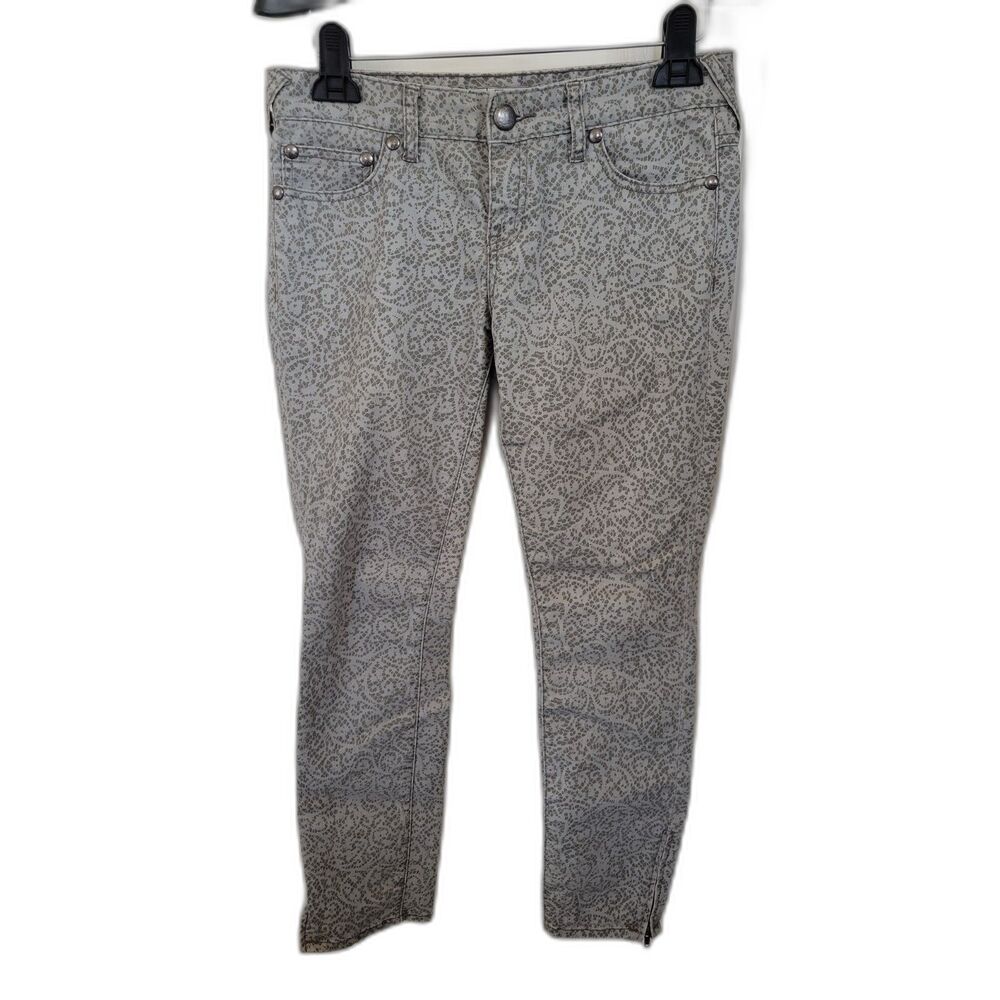 Free People Gray Geometric Tapered Leg Zipper Ankle
